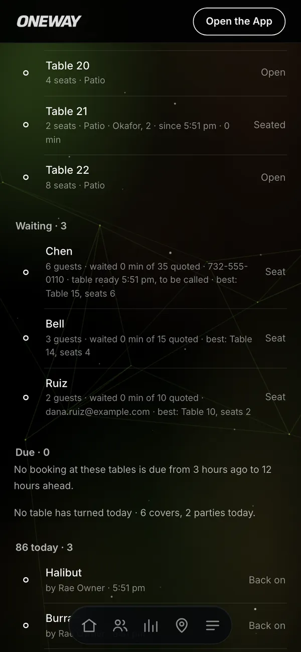 The 86 board and the line on a host's phone in Oneway OS