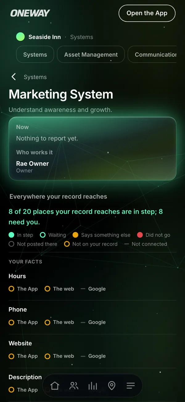 Marketing in Oneway OS on a phone