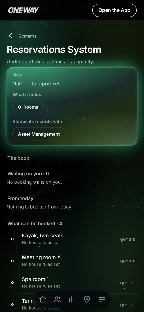 Reservations in Oneway OS on a phone