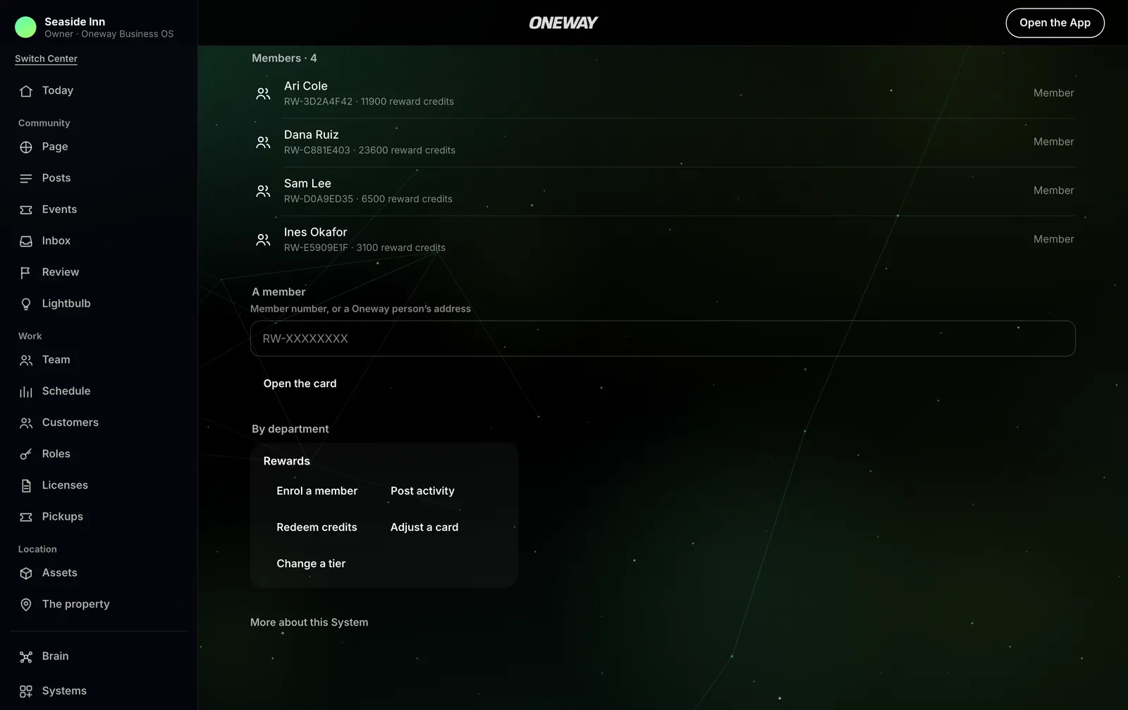 The program's tiers, and its members.