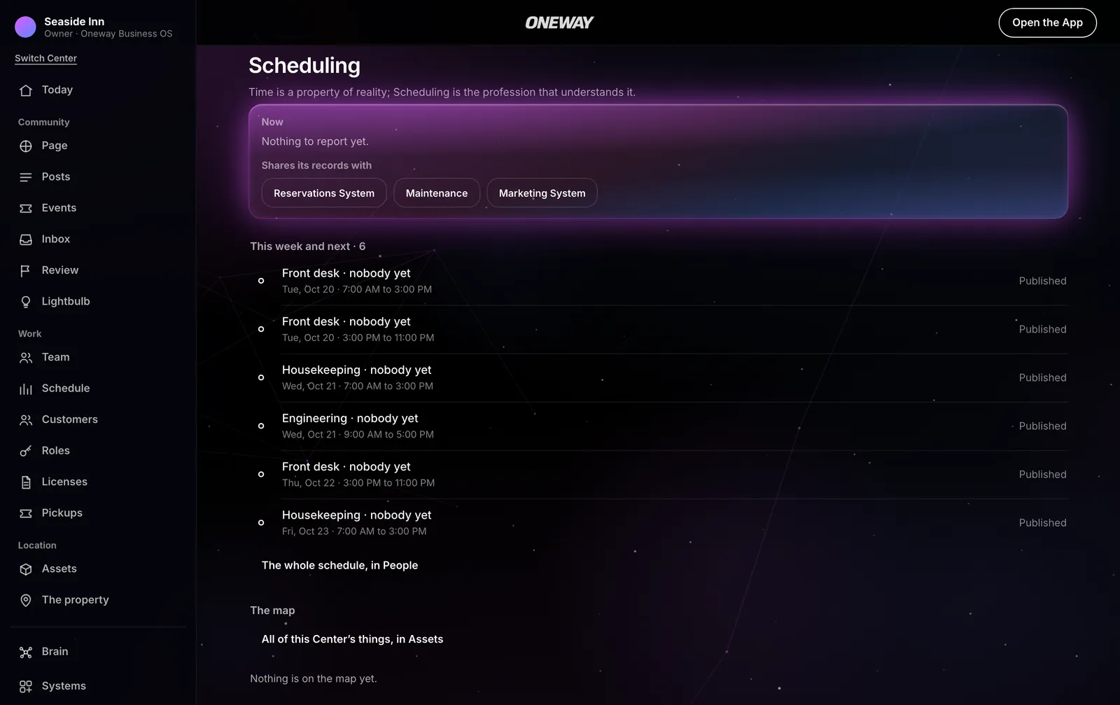 Scheduling in Oneway OS, with sample records