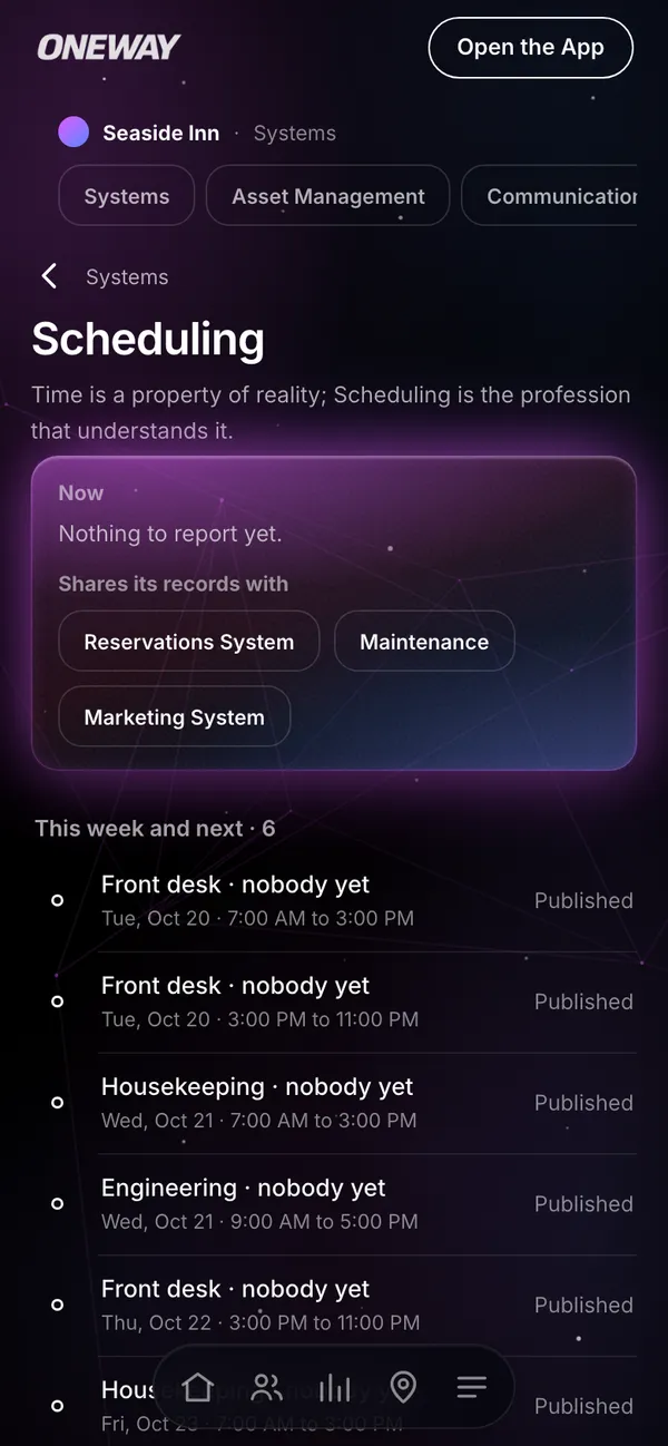 Scheduling in Oneway OS on a phone
